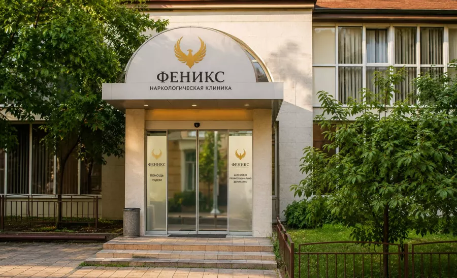 Вход в наркологическую клинику «Феникс» в Сусумане